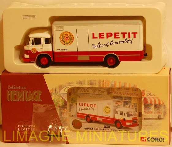 Camion Saviem JL 20 Corgi Heritage 1/50 – Publicitaire Camembert Lepetit, Boîte TB